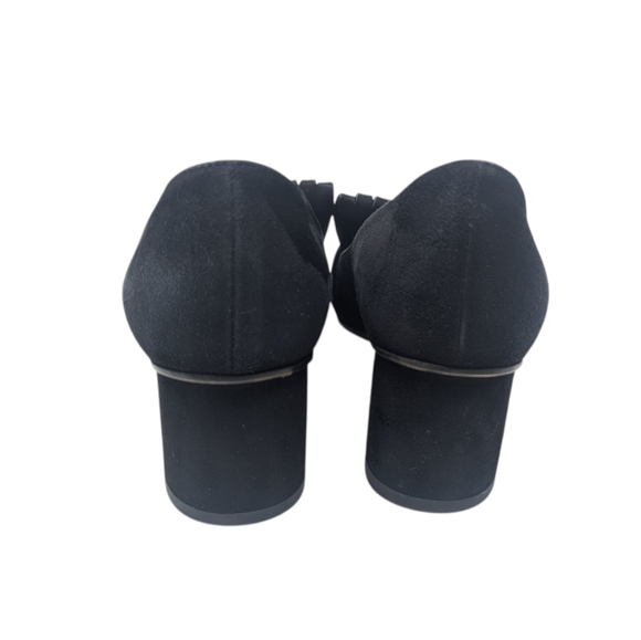 Gucci Marmont Black Suede Fringe GG Block Heel Loafers Size EU 37.5 - Picture 7 of 13